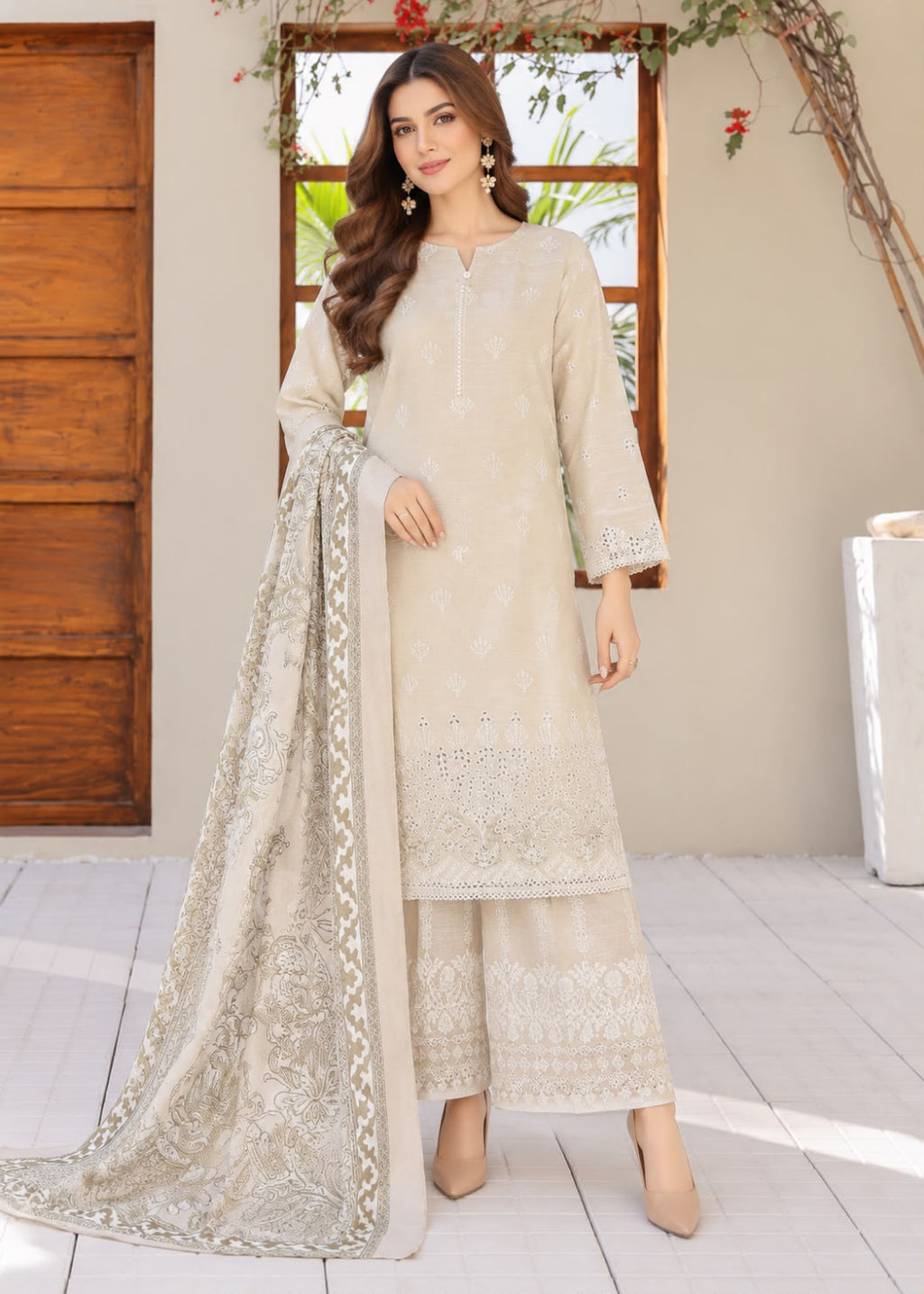 HZ Khaddar Emb Chikankari 3PC