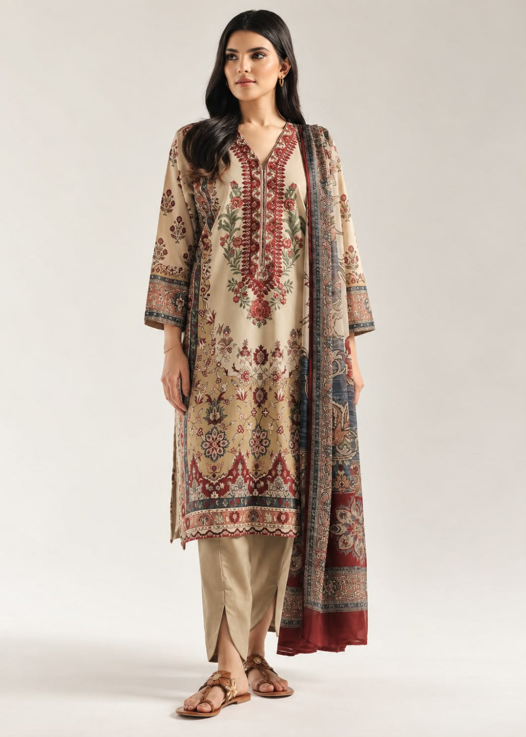 Ethnc Khaddar EMB 3PC